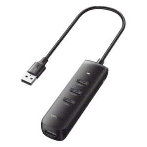 HUB USB-A 3.0 4 en 1 | 4 Puertos USB-A 3.0 (5Gbps) | Cable de 25 cm | Indicador Led | Ideal para Transferencia de Datos | Entrada USB-C para alimentar equipos de mayor consumo como discos duros | Color Negro.
