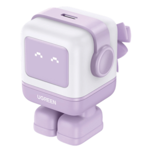 Cargador Mini GaNRobot 30W serie UNO | 1 USB-C de Carga Rápida | Tecnología GaN II | Multiprotocolo PD/QC/SCP/FCA | Carga Inteligente | Pantalla LED | Zapato Magnético Extraíble | Thermal Guard | Color Lila.