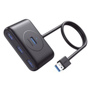HUB USB-A 3.0 4 en 1 | 4 Puertos USB-A 3.0 (5Gbps) | Entrada USB-C (PD 5V2A) | Cable de 1 Metro | Indicador Led | Ideal para Transferencia de Datos | Entrada USB-C para alimentar equipos de mayor consumo | Color Negro.