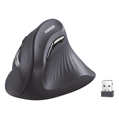 Mouse Inalámbrico en Angulo Vertical | 2.4G & Bluetooth | Conecta 3 dispositivos Simultáneamente | 4 Niveles de DPI | Clic Silencioso | 5 botones Silenciosos | Soporta Win, Mac, Linux & Chrome.