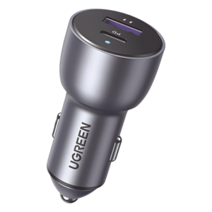 Cargador de Auto 52.5W | Puerto USB-A y USB-C | Carga Rápida | Compatible con Vehículos de 12 y 24 VCD | PD3.0 + QC3.0 | Chip Inteligente | Diseño Compacto Mayor Eficiencia Energética | Caja de Aluminio