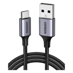 Cable USB-A a USB-C | 1 Metro (3.28 Pies) | Transferencia de Datos de 480 Mbps | Carga Rápida | QC 4.0/3.0/2.0 | FPC | AFC | Protección Integrada | Caja de Aluminio | Nylon Trenzado | Color Negro