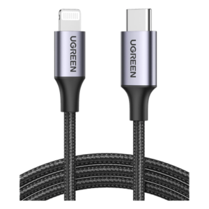 Cable USB-C a Lightning | 2 Metros (6.56 Pies) | Certificado MFi | Carga Rápida 60W | 480 Mbps | Conector C94 | Adecuado para iPhone, iPad y iPod | Protección Integrada | Caja de Aluminio | Nylon Trenzado | Color Negro