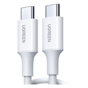 Cable USB-C a USB-C | 1 Metro | Carga Rápida de hasta 60W | Transferencia de datos de 480 Mbps | PD3.0 | QC 4.0/3.0/2.0 | FPC | AFC | Duradero y Flexible| Caja ABS | Cubierta de TPE | Color Blanco.