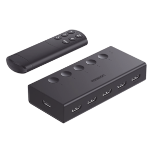 Conmutador HDMI 5X1 | 4K@60Hz | HDMI 2.0, 1.4 | HDCP 2.2, 1.4 | VRR | Dynamic HDR | 3D | CEC | EDID | IR 10 Metros (32.81 Pies) | 18Gbps | Cambio Manual y por Control Remoto | Incluye Cable de Alimentación USB