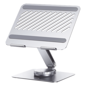 Soporte Giratorio de Aluminio para Laptop | Giratorio 360° | Función de Bloqueo | Soporta Laptops de 10 a 17.3''| Capacidad de Carga 5Kg | Excelente Estabilidad | Diseño Ergonómico | Altura y Angulo Ajustable | Plegable