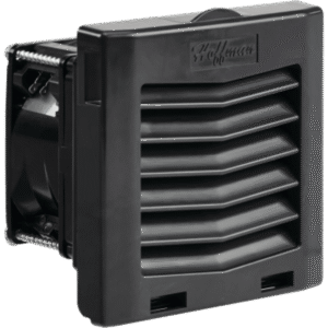 Ventilador con Filtro de Montaje Lateral HF04 / Flujo de Aire 21 CFM (36 m³/h) / 48 V / Negro Grafito RAL 9011 / Instalación Click-Fit sin Herramientas / Rejilla con Bisagras / Type 12
