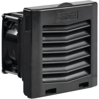 Ventilador con Filtro de Montaje Lateral HF04 / Flujo de Aire 21 CFM (36 m³/h) / 48 V / Negro Grafito RAL 9011 / Instalación Click-Fit sin Herramientas / Rejilla con Bisagras / Type 12