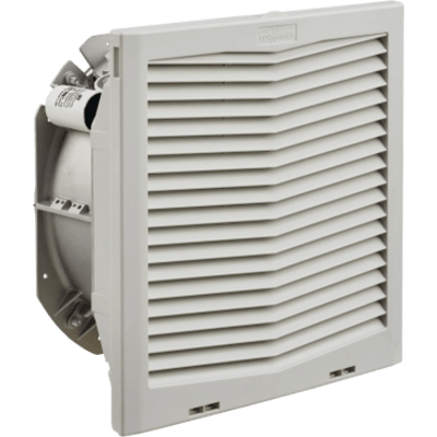 Ventilador con Filtro de Montaje Lateral HF13 / Flujo de Aire 149 CFM (253 m³/h) / 115 Vca / Gris Claro RAL 7035 / Instalación Click-Fit sin Herramientas / Rejilla con Bisagras / Type 12