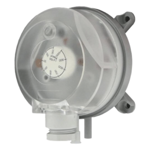 Interruptor de presión diferencial ajustable con perilla de doble escala para monitoreo de aire en sistemas HVAC