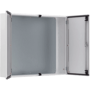 Gabinete de Doble Puerta MAD / 1000 x 1000 x 300 mm (39.37 x 39.37 x 11.81 in) / NEMA Tipo 12 / IP55 / IK10 / Acero Dulce 1.5 mm / Placa de Montaje Incluida / Gris Claro RAL 7035
