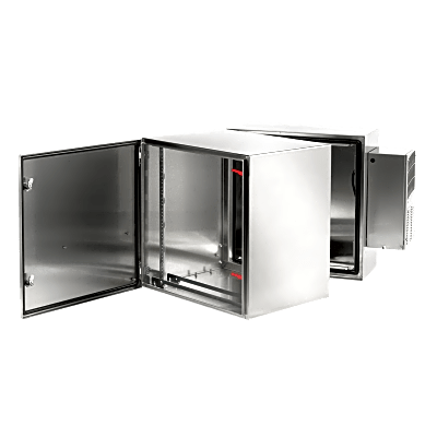 Gabinete de Pared ProTek / Bisagra Doble / AC Tipo 4 4X 12 / Acero Inoxidable 304 / 12U / 621 mm (24.4 in) Alto x 600 mm (23.6 in) Ancho x 789 mm (31.1 in) Fondo / Cepillado #3 / Montaje en Rack 19 pulgadas