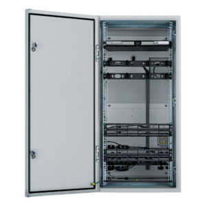 Gabinete Industrial Preconfigurado de Montaje en Pared, Fabricado en Acero Bajo en Carbono, Protección NEMA 4/12 IP66, de 26 UR, Color Gris