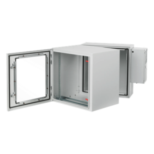 Gabinete Rack ProTek con Bisagra Doble Tipo 4 12U, Ventana de Vidrio, Aire Acondicionado, Montaje Pared, 600x612x710 mm Acero Gris Claro