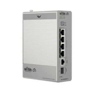 Switch Industrial PoE / 4 Puertos Gigabit PoE++ (802.3bt) / 1 Puerto Gigabit + 1 SFP / Alimentación DC 12-57V / Fanless / DIN-Rail / -30°C a 65°C / 55W-300W Budget PoE