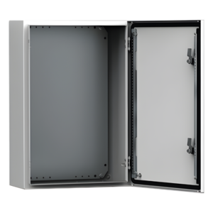 Gabinete de Uso Exterior MAS 600 x 600 x 210 mm NEMA 4/12/13; IP66; IK10 de Acero Dulce 1.5 mm con Platina de Montaje Incluida Color Gris Claro