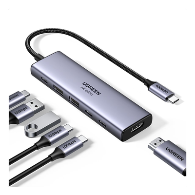 Hub USB-C 6 en 1 / HDMI 4K@60Hz / 2x USB-A 3.2 Gen 2 (10 Gbps) / 2x USB-C 3.2 (10 Gbps) / PD 100W / Compatibilidad Universal / Driver-Free / Aluminio - Imagen 3