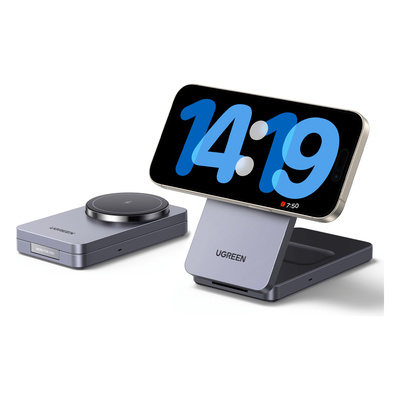 Cargador Inalámbrico 2 en 1 20W / Tecnología Qi2 15W Certificada / Carga Simultánea iPhone y AirPods / Ángulo Ajustable 70° / Diseño Plegable y Portátil / Compatibilidad Universal - Imagen 2