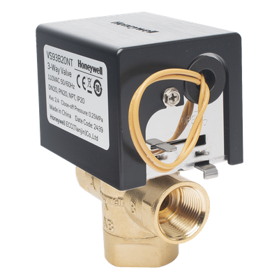 Válvula de control eléctrica de 3 vías para fancoil, retorno por resorte, normalmente cerrada, 110 V CA, DN20 (3/4"), conexión NPT - Imagen 3