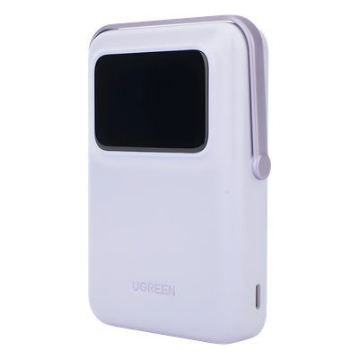 Power Bank Serie UNO Inalambrico | 10000mAh | 7.5W/20W | Con Emojis de Estado | Carga Rápida USB-C Bidireccional | Pantalla TFT Inteligente | Con Holder | Color Purple. - Imagen 4